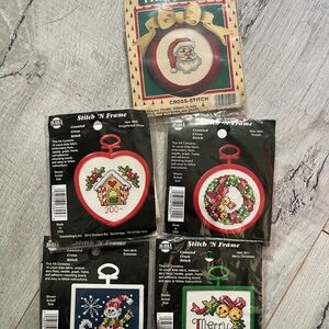 Holiday Cross-Stitch Ornament Collection - Red, White, Green, and Blue